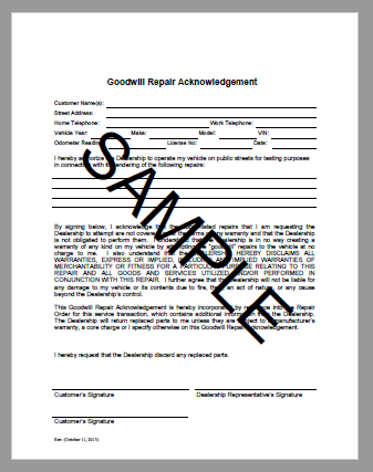 Goodwill Repair Acknowledgement