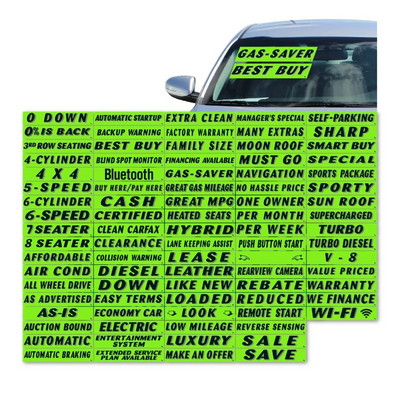 Car Dealer Slogan Signs - Chartreuse