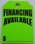 "Financing Available" Car Hang Tags - Northland's Dealer Supply Store 