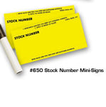 Stock Number Mini Signs Yellow Color - Northland's Dealer Supply Store 